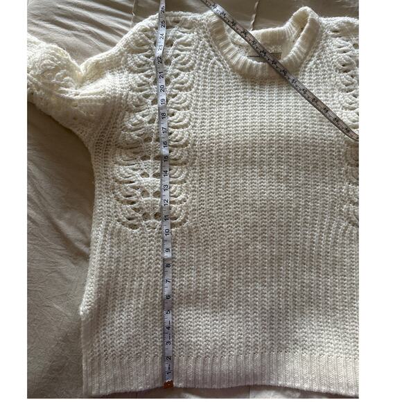 Pilcro Anthropologie Devenne Pointelle Knitted Pullover Small Ivory Sweater‎ - Picture 6 of 8